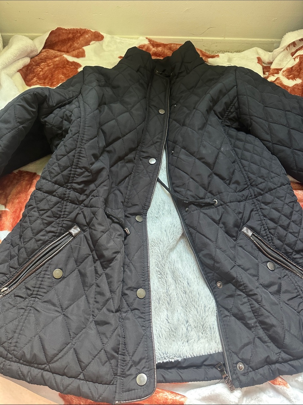 Royalty For Me Quilted Puffer Jacket - Black